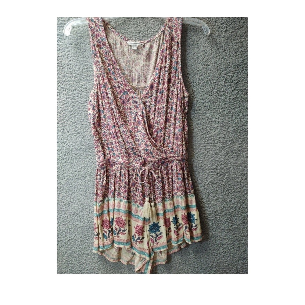 American Eagle Floral Romper Size Small Sleeveless Southwestern Peasant